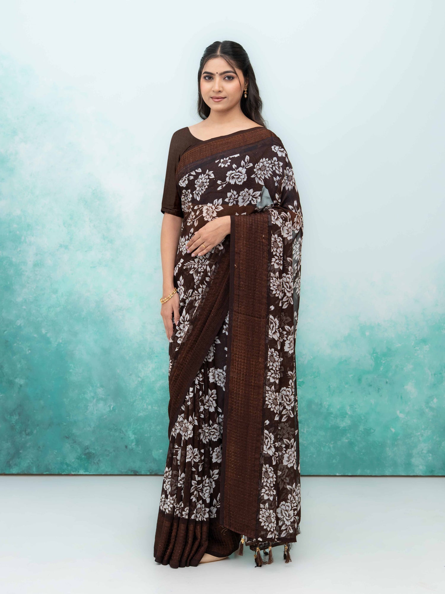 Coffee Georgette Saree