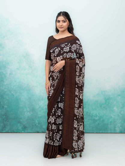 Coffee Georgette Saree
