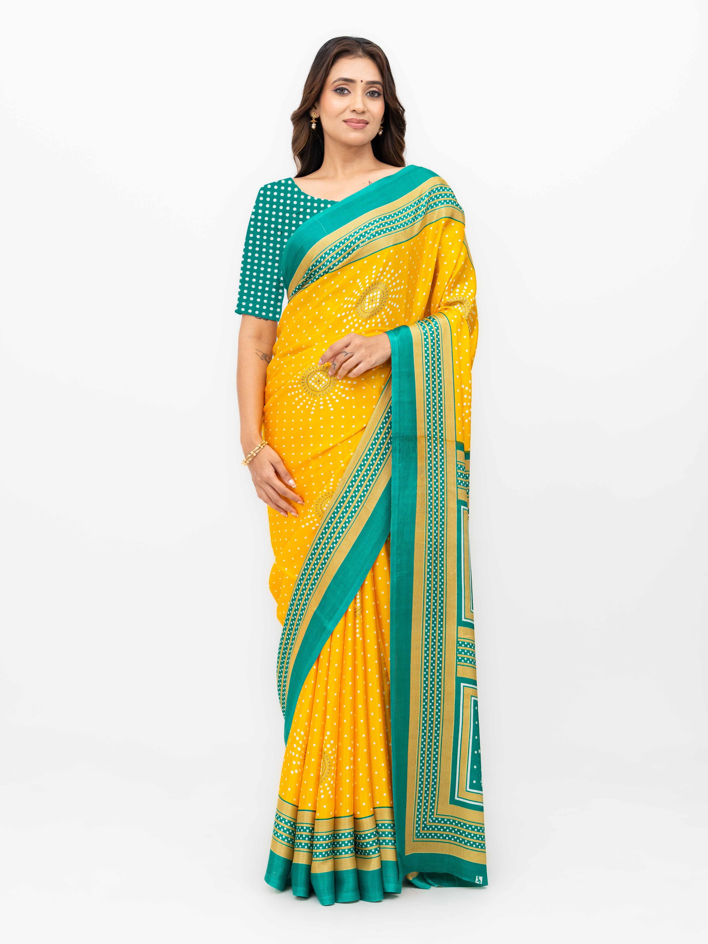 Yellow Art Silk Saree