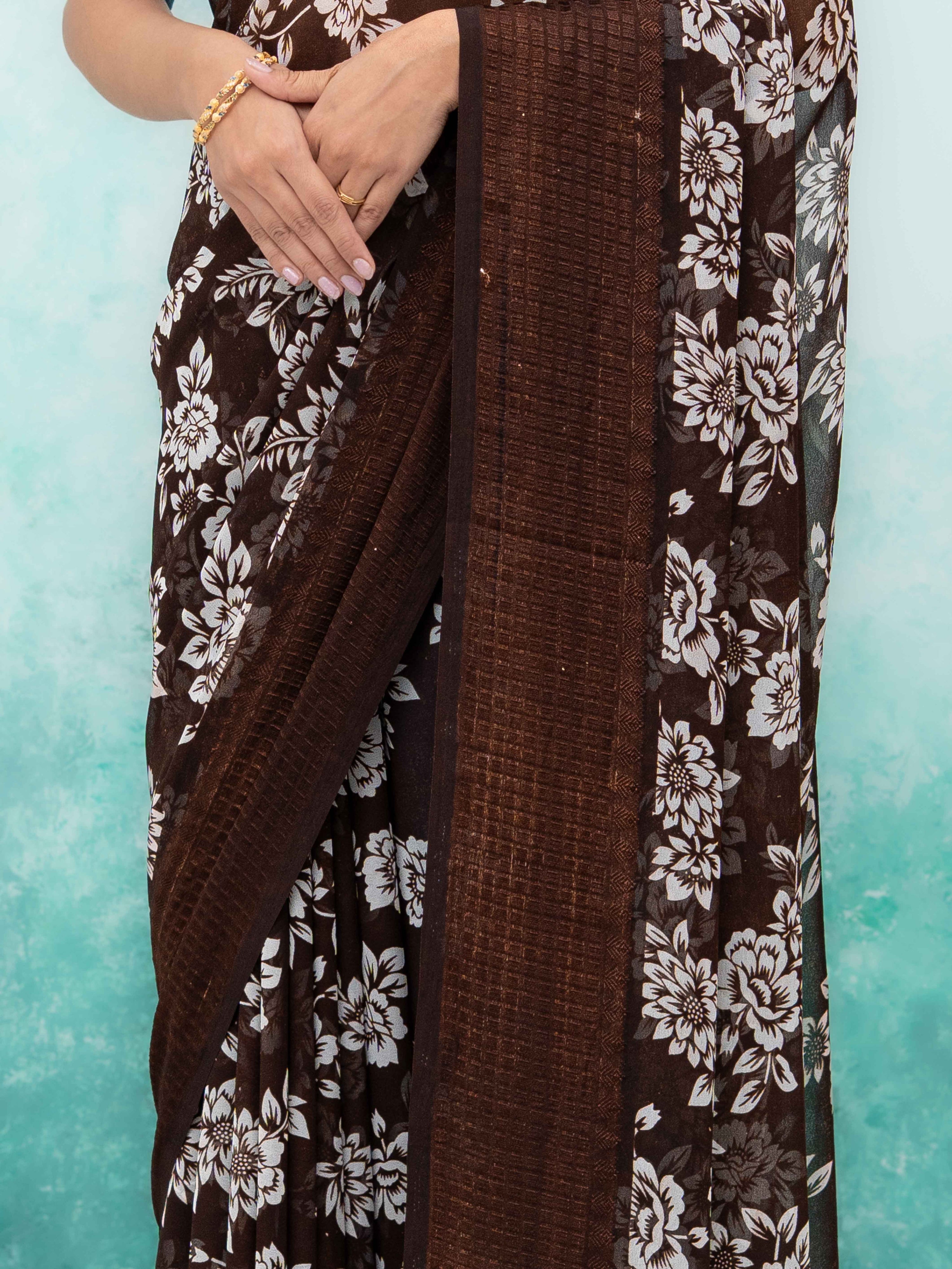 Coffee Georgette Saree