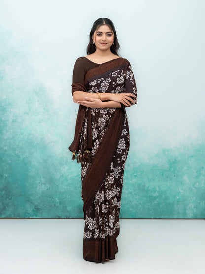 Coffee Georgette Saree