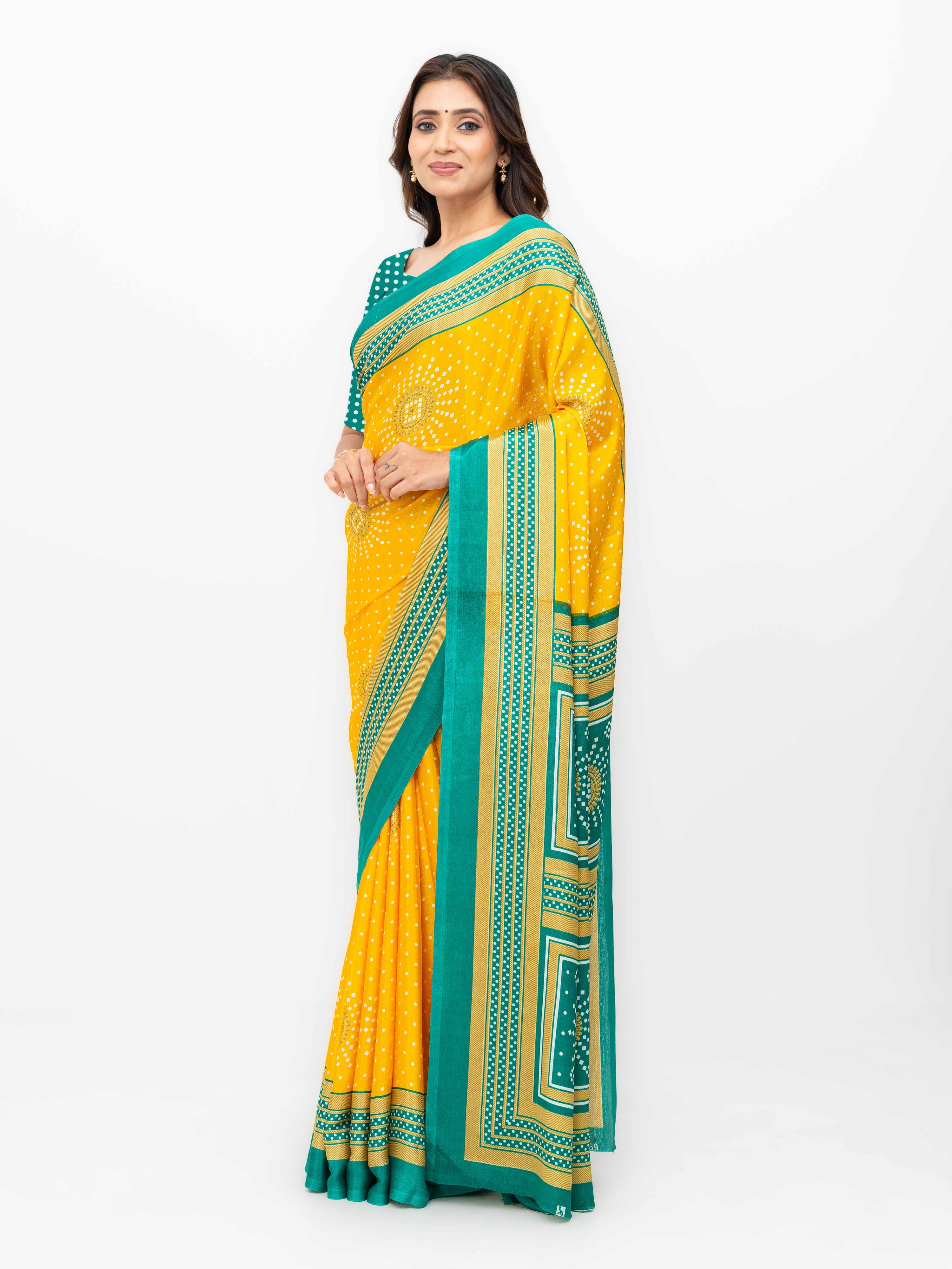 Yellow Art Silk Saree