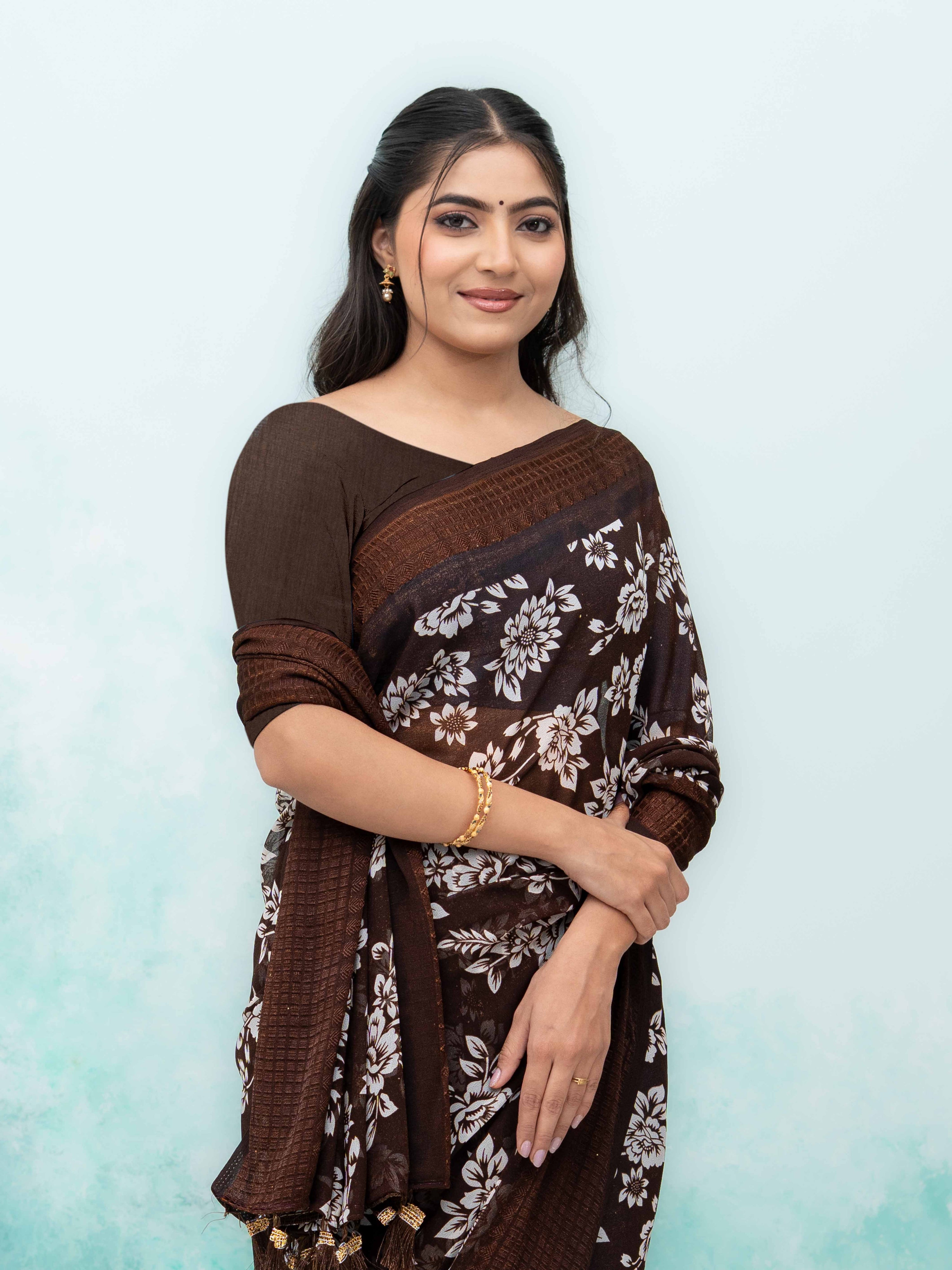 Coffee Georgette Saree