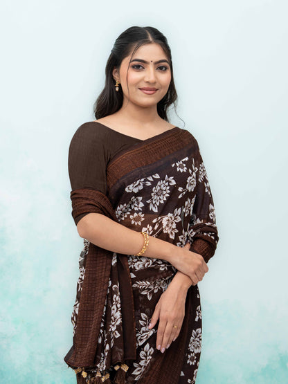 Coffee Georgette Saree