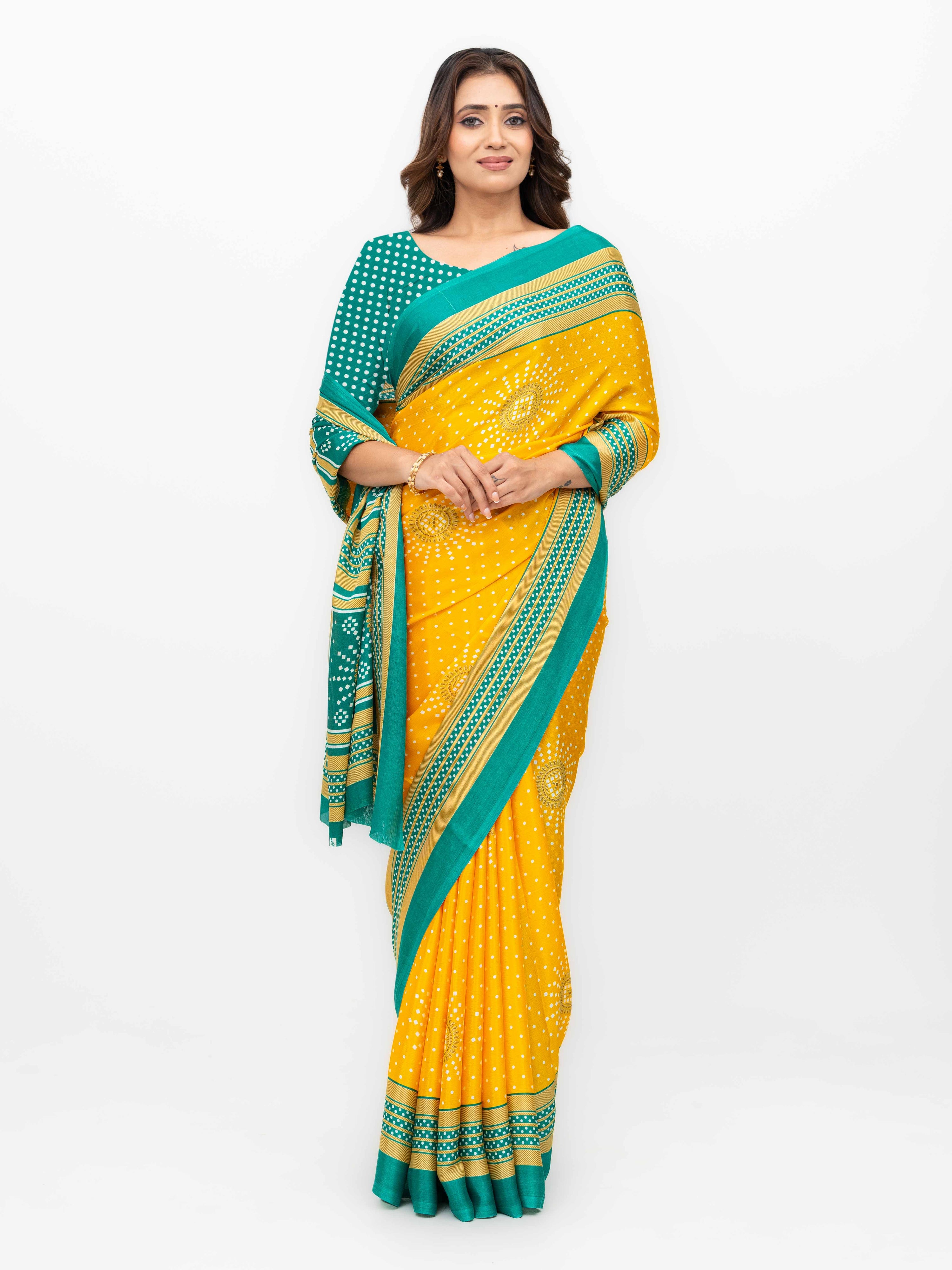 Yellow Art Silk Saree