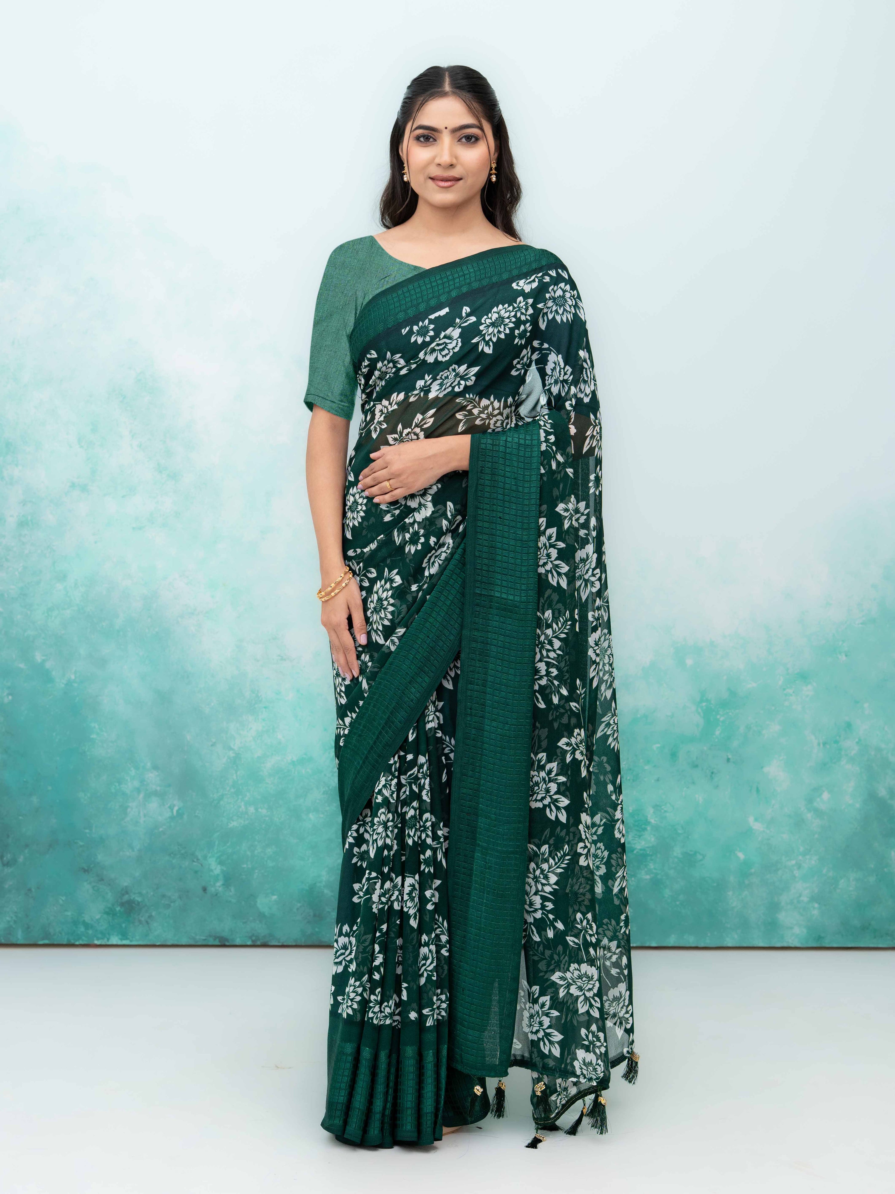 Green Georgette Saree