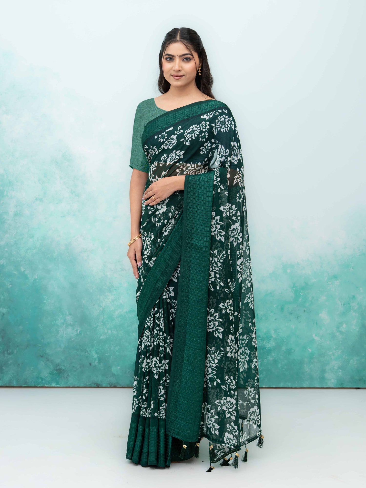 Green Georgette Saree