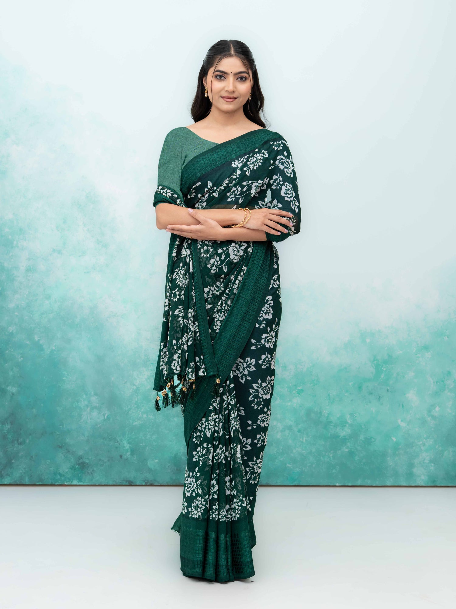 Green Georgette Saree