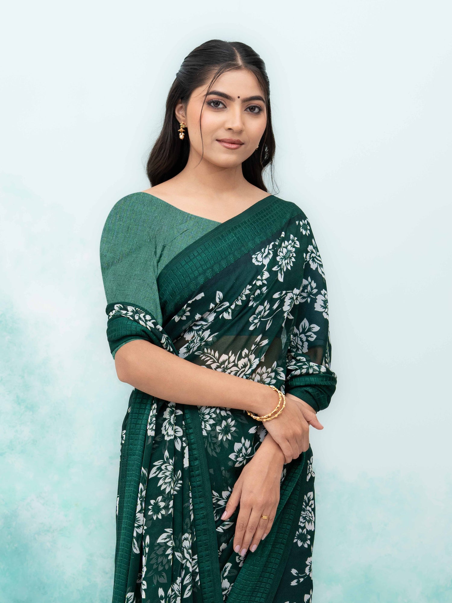 Green Georgette Saree