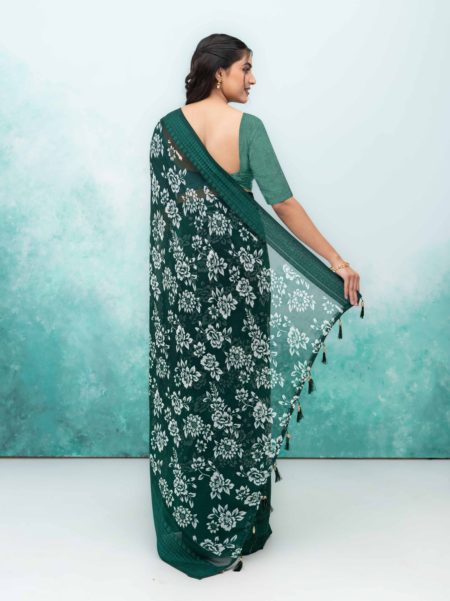Green Georgette Saree