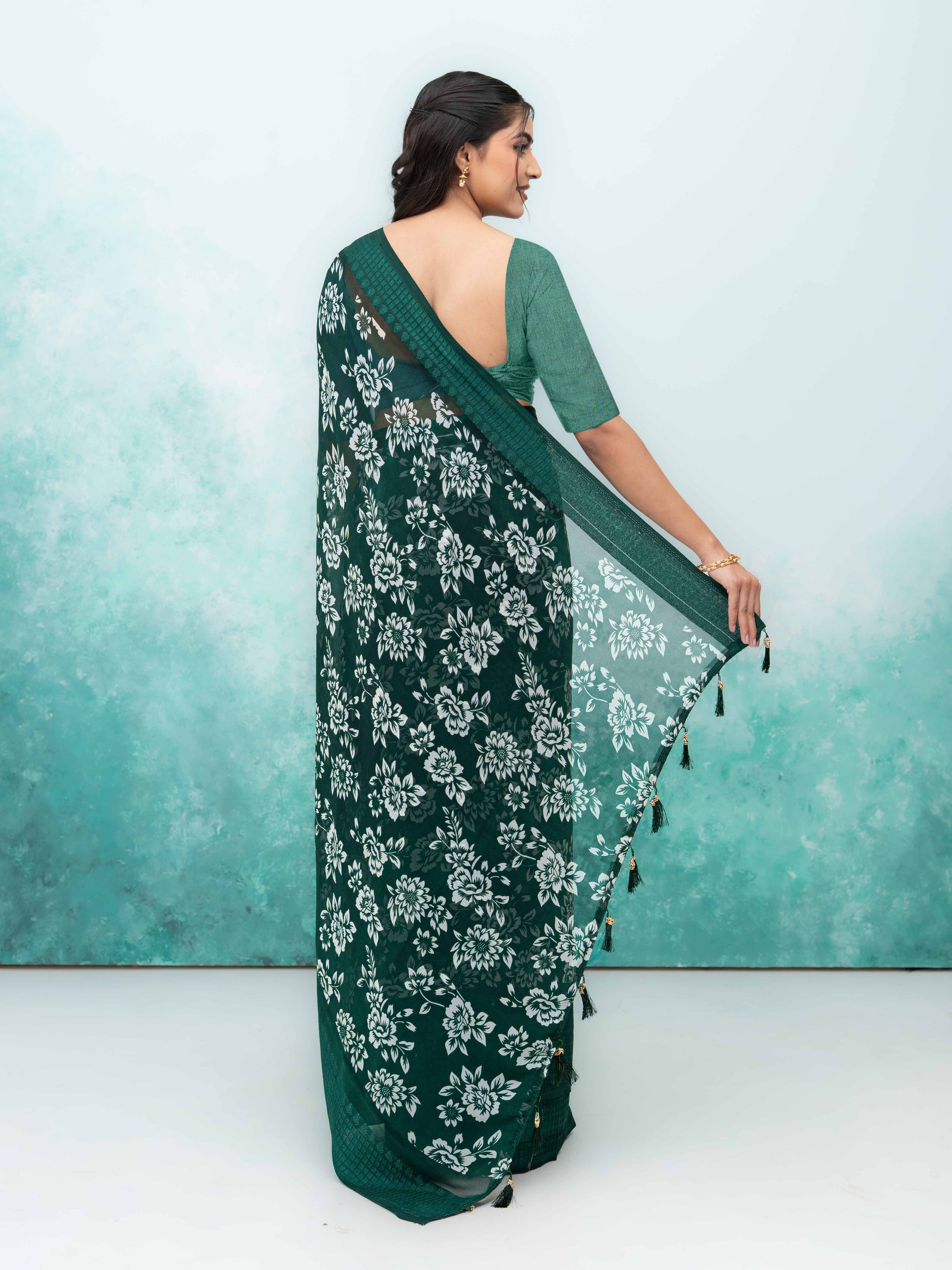 Green Georgette Saree