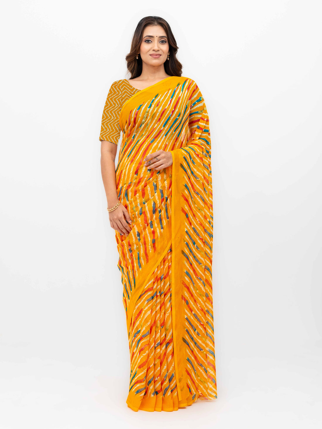 Yellow Georgette Saree