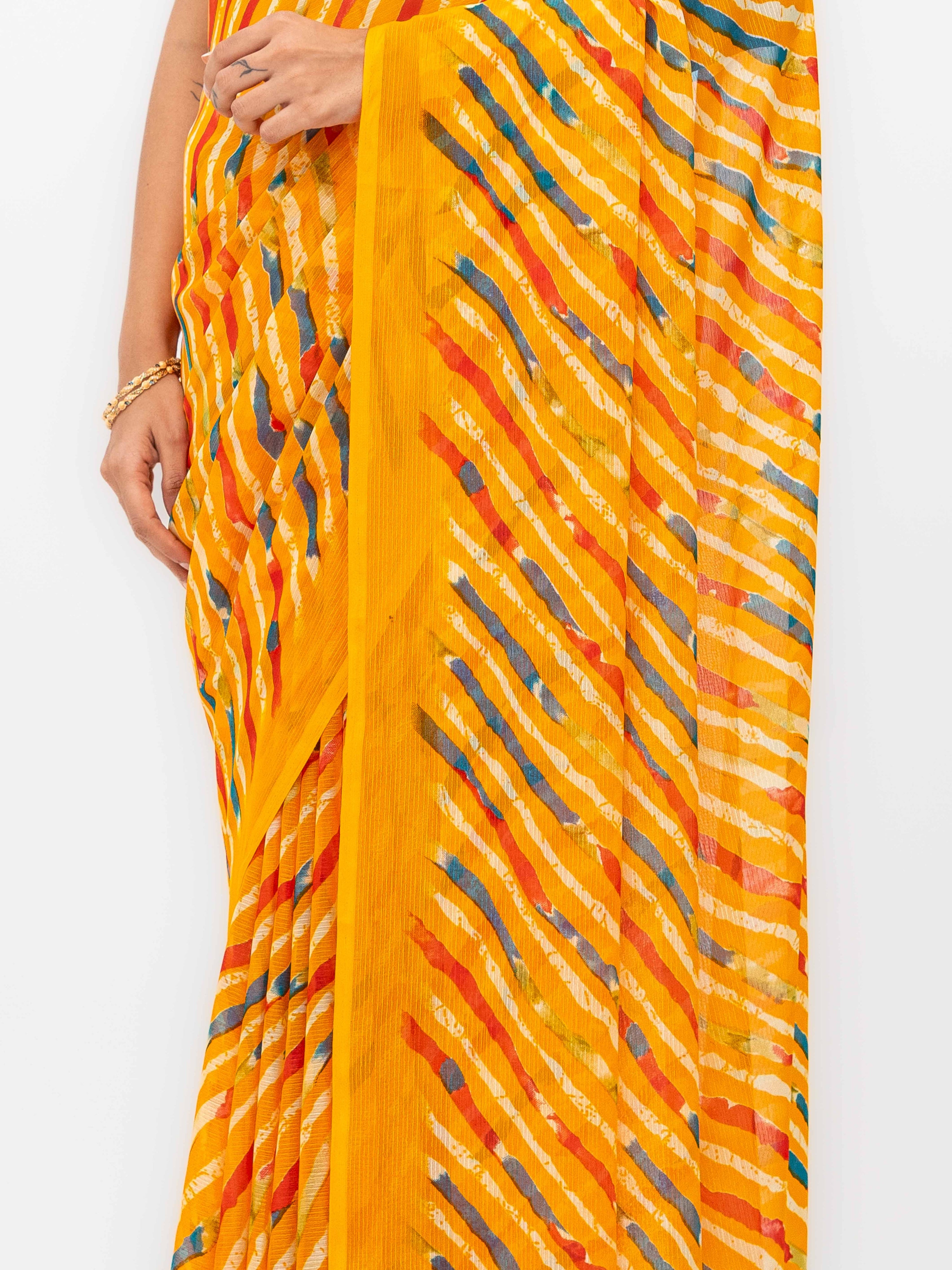 Yellow Georgette Saree