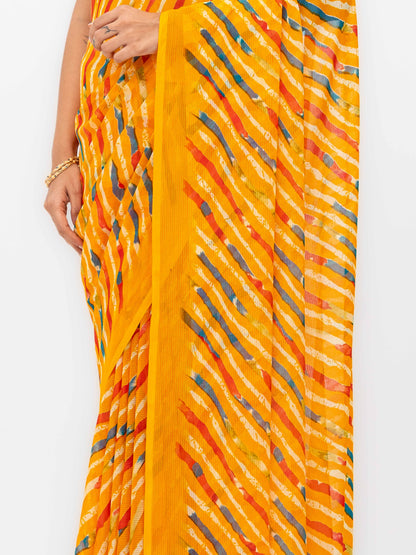 Yellow Georgette Saree