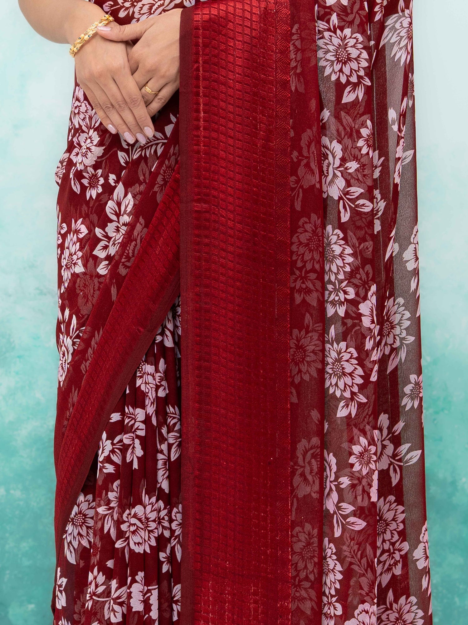 Burgundy Georgette Saree