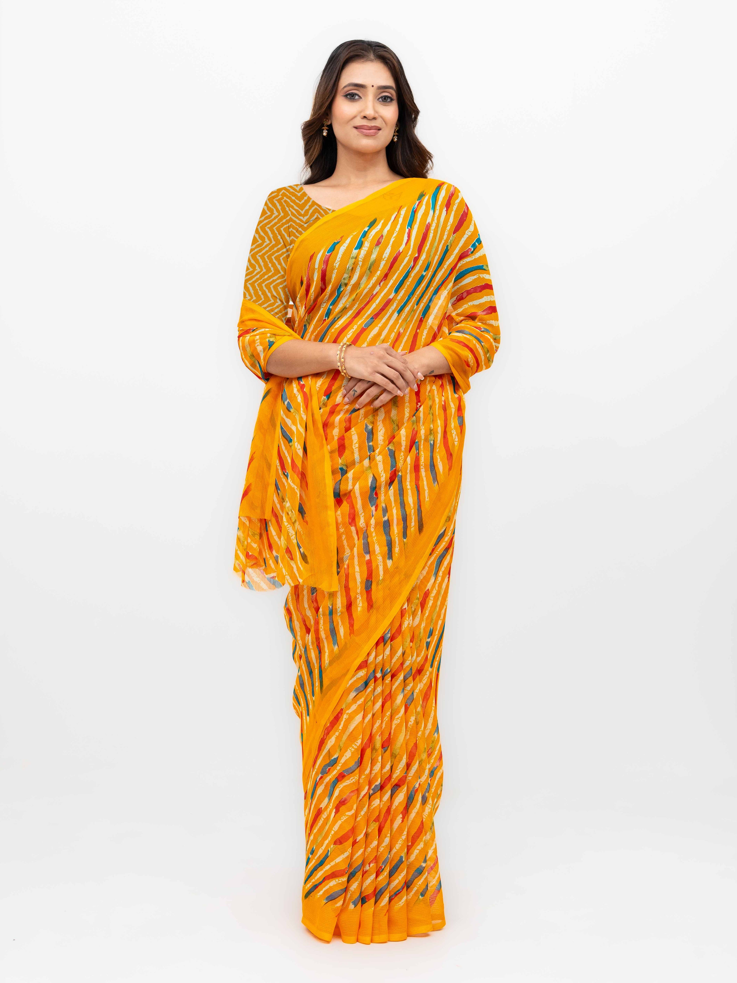 Yellow Georgette Saree