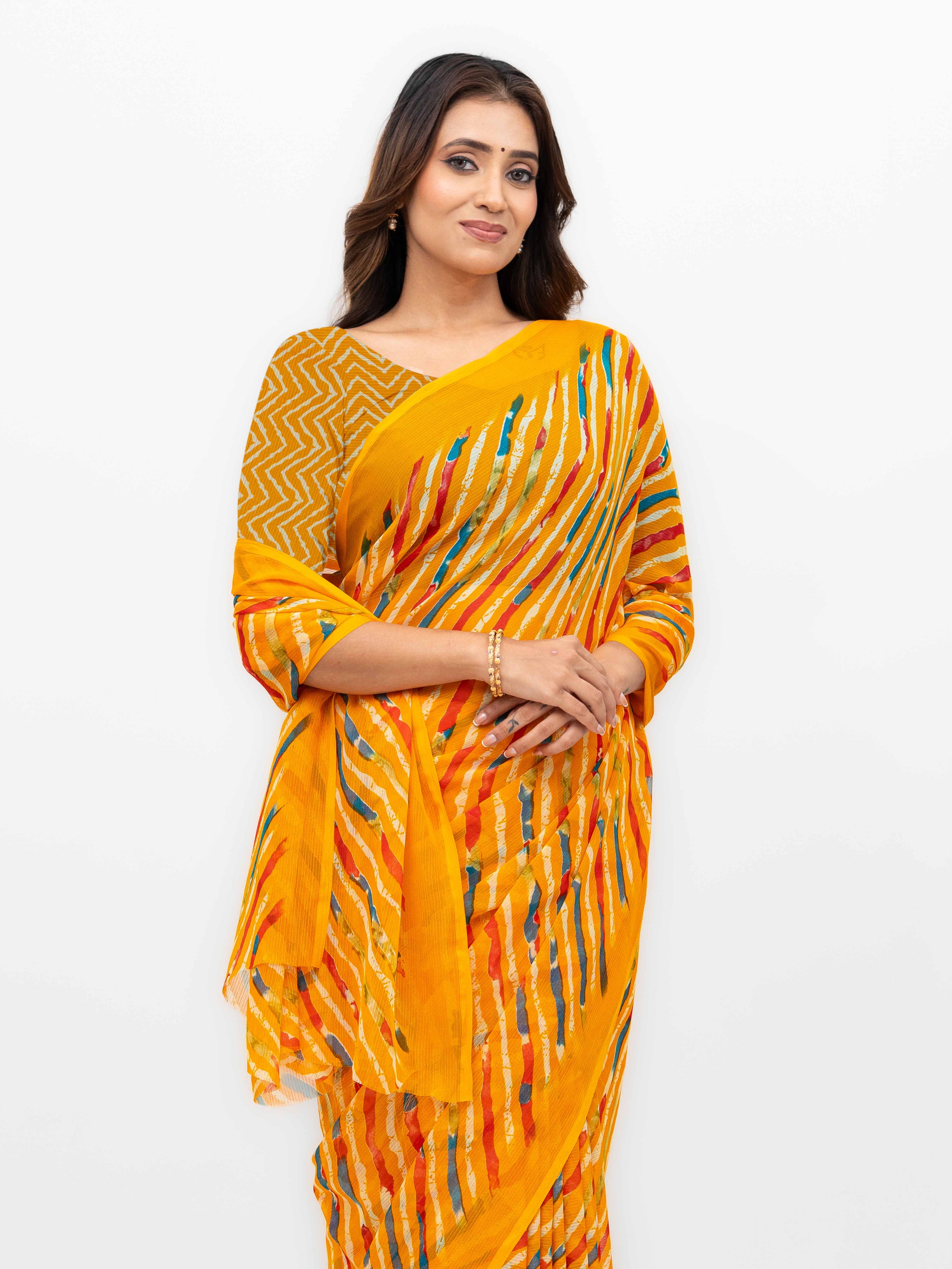 Yellow Georgette Saree