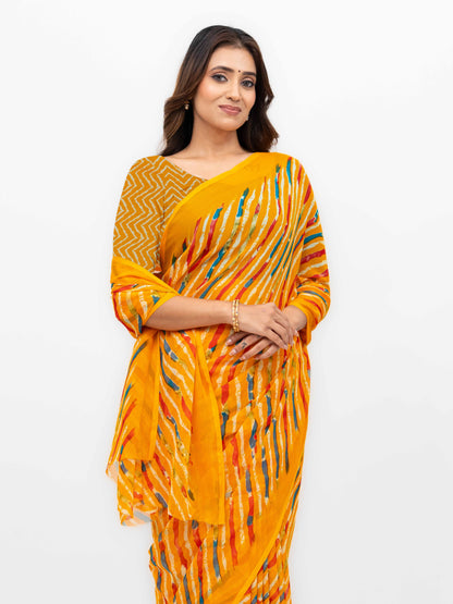 Yellow Georgette Saree