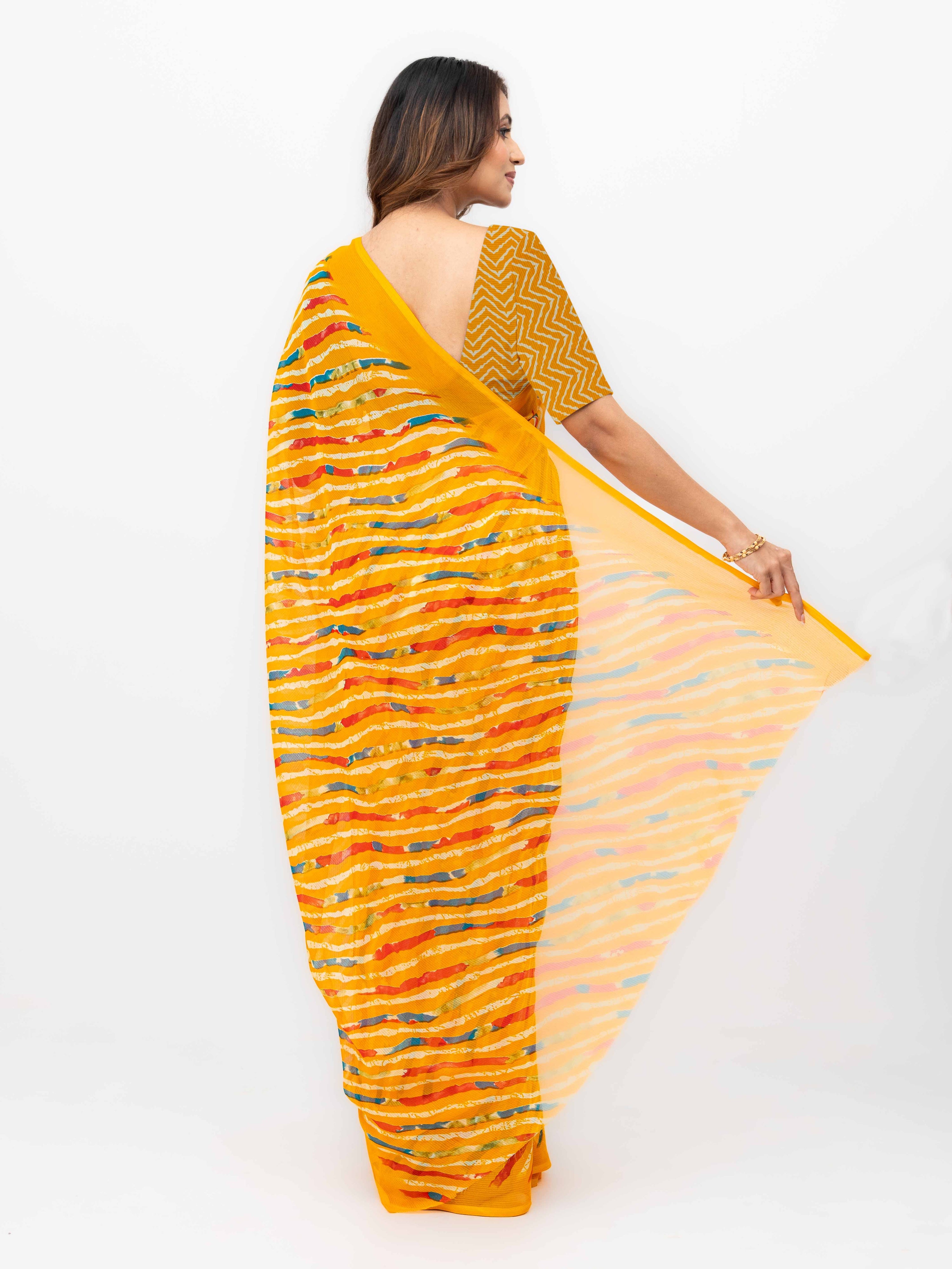 Yellow Georgette Saree