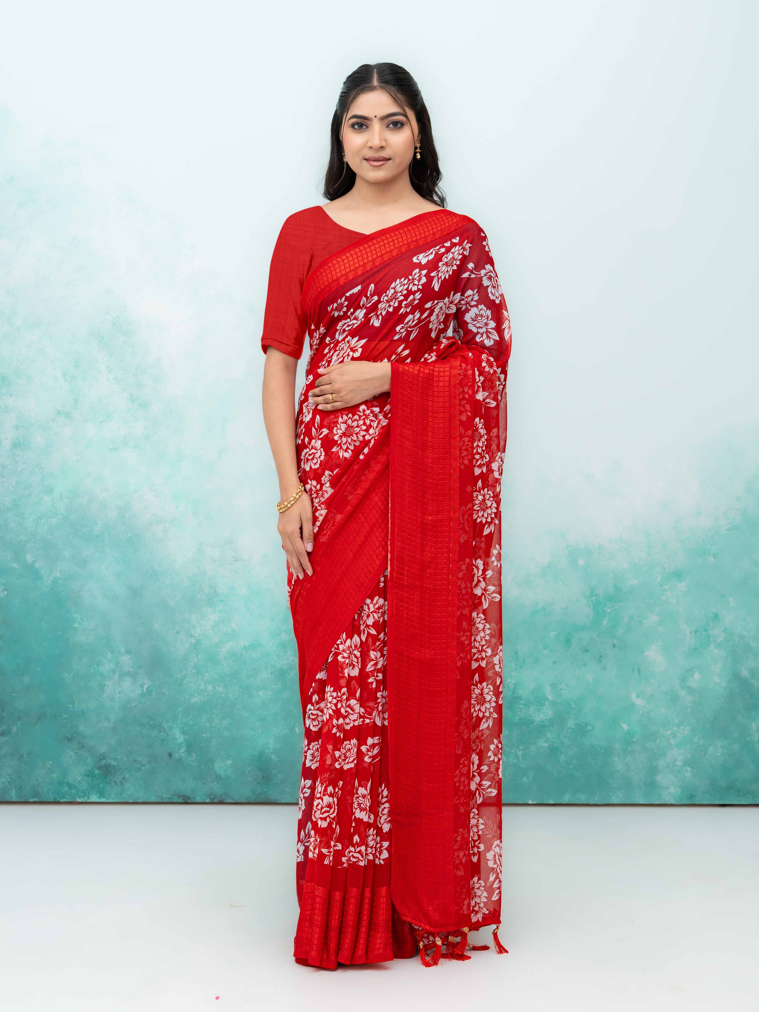 Red Georgette Saree