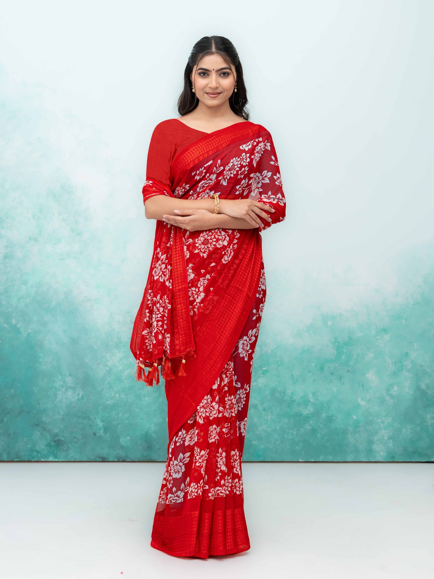 Red Georgette Saree