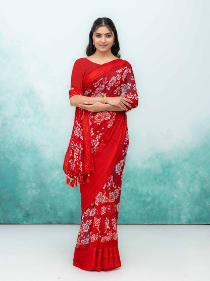 Red Georgette Saree