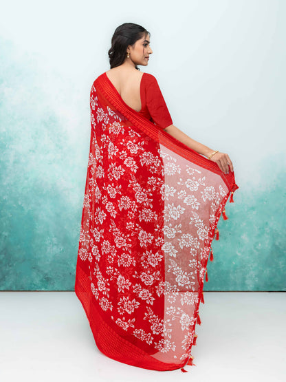 Red Georgette Saree