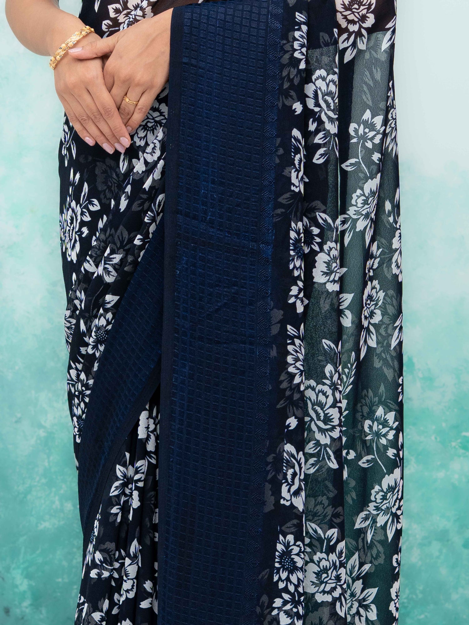Navy Blue Georgette Saree