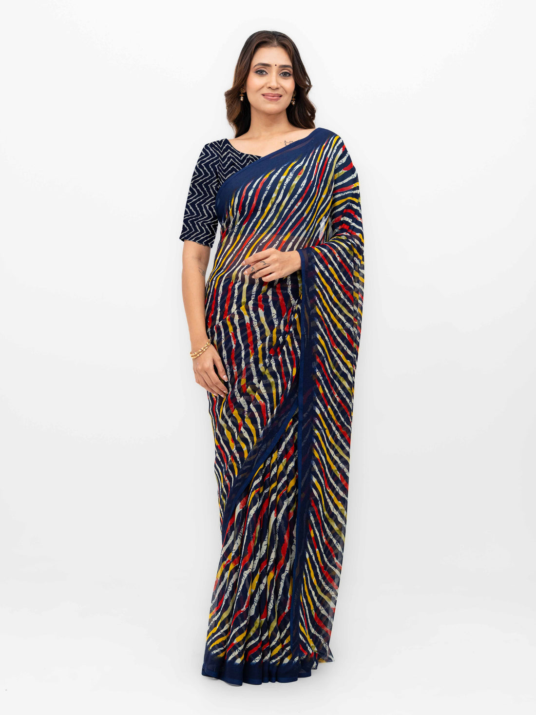 Navy Blue Georgette Saree