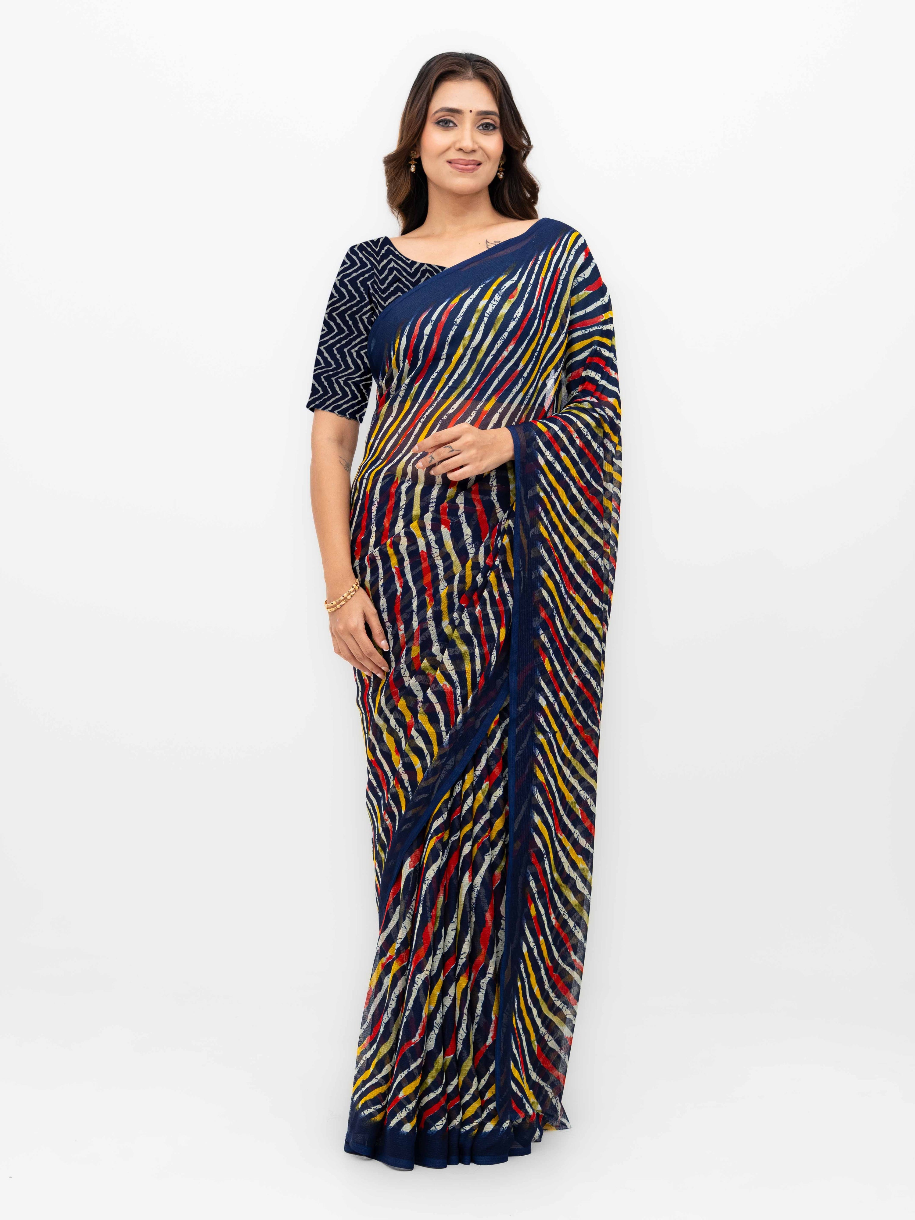 Navy Blue Georgette Saree