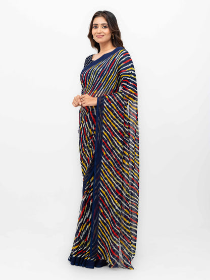 Navy Blue Georgette Saree