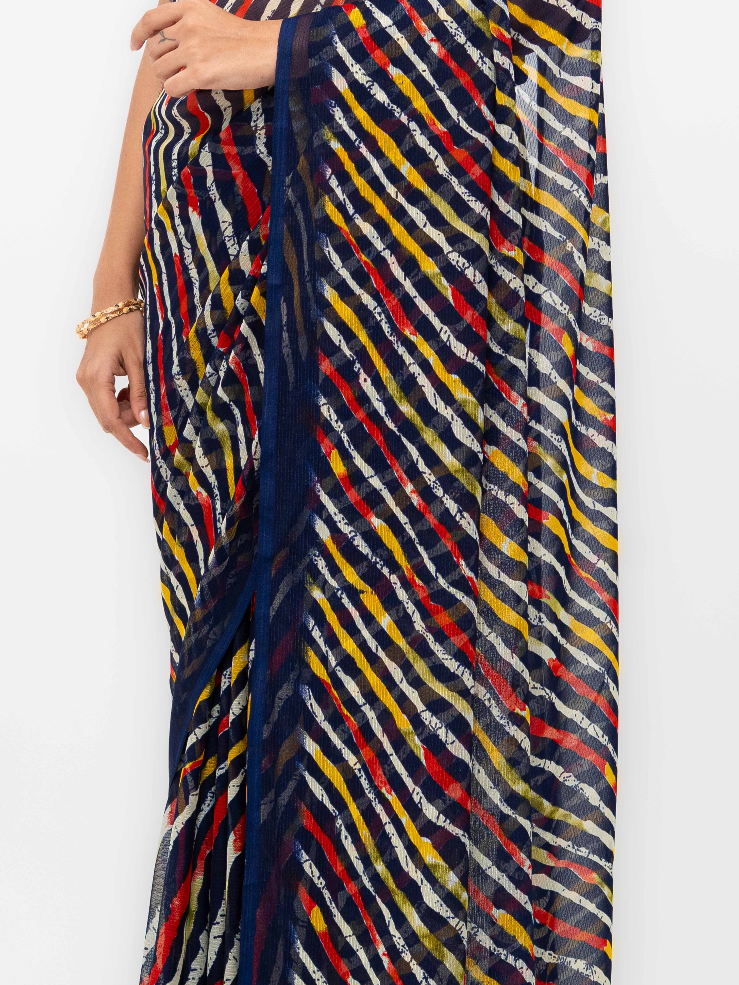 Navy Blue Georgette Saree