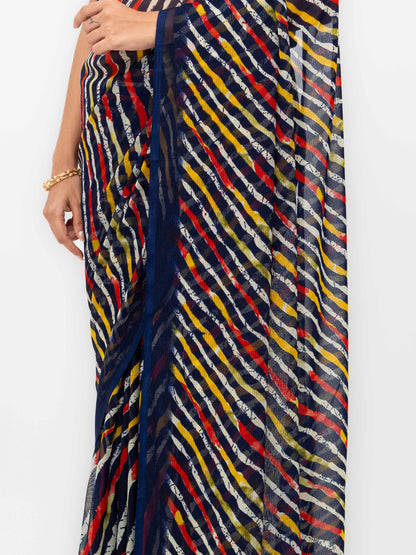Navy Blue Georgette Saree