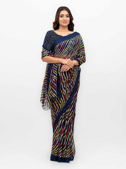 Navy Blue Georgette Saree