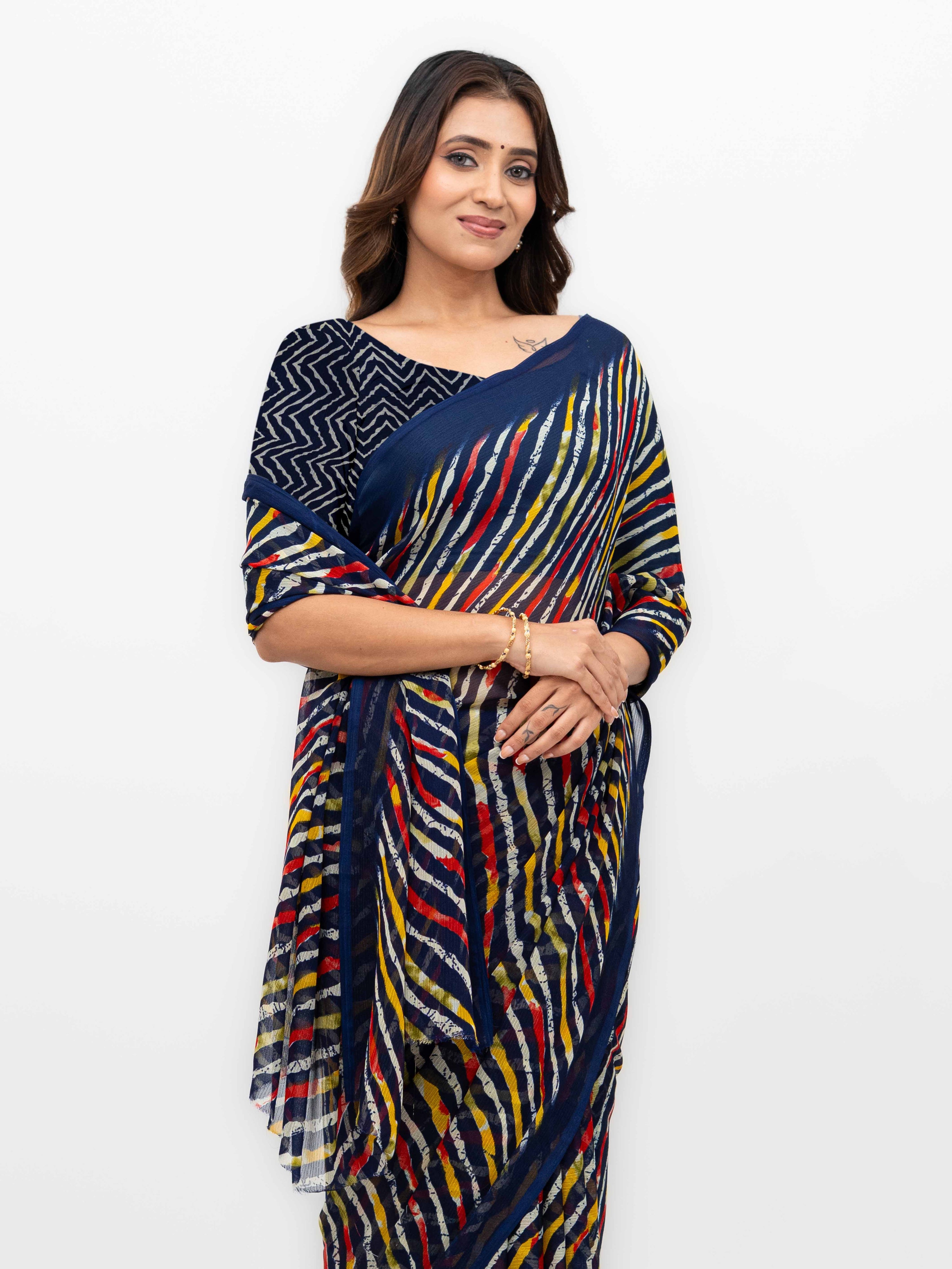 Navy Blue Georgette Saree