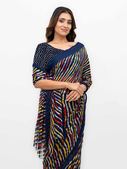 Navy Blue Georgette Saree