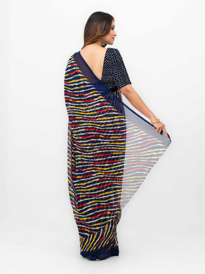 Navy Blue Georgette Saree