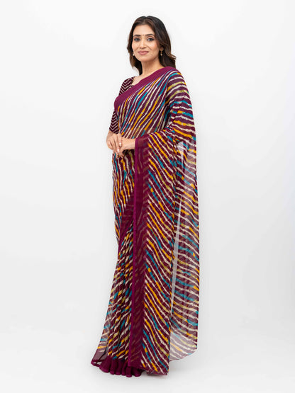 Wine Georgette Saree