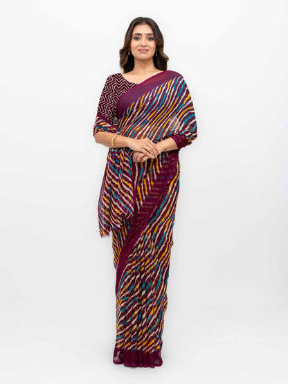 Wine Georgette Saree