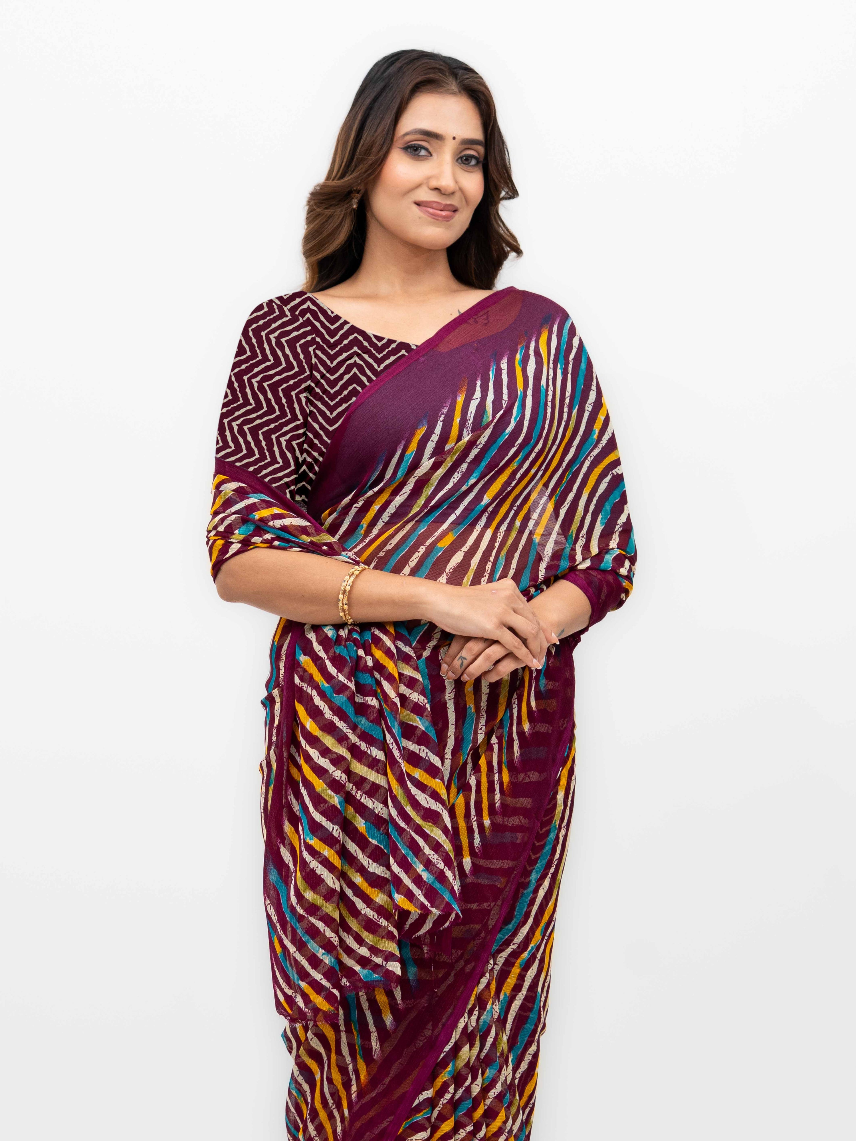 Wine Georgette Saree