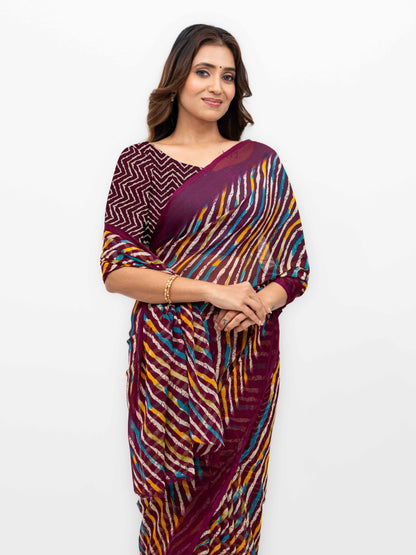 Wine Georgette Saree