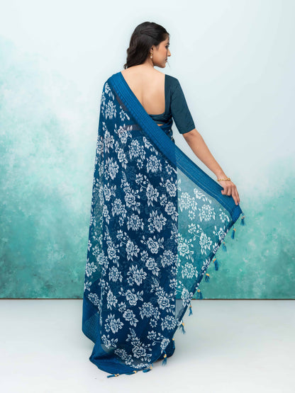 Teal Blue Georgette Saree