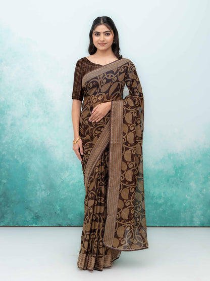 Brown Georgette Saree