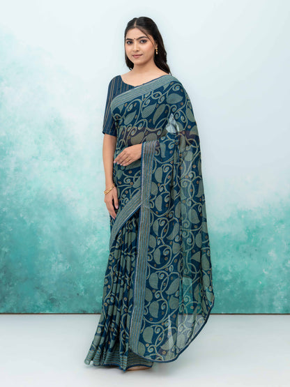 Teal Georgette Saree