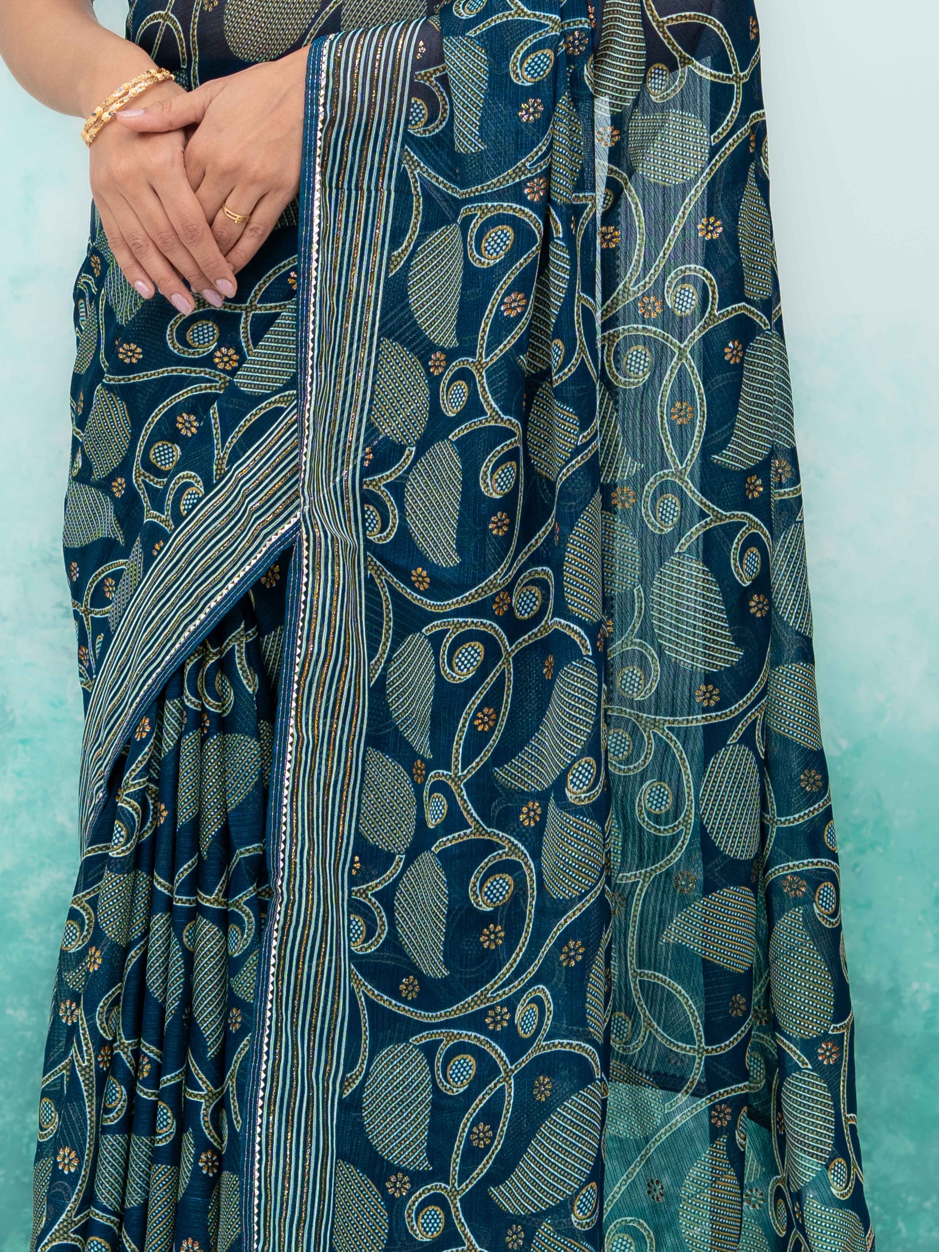 Teal Georgette Saree