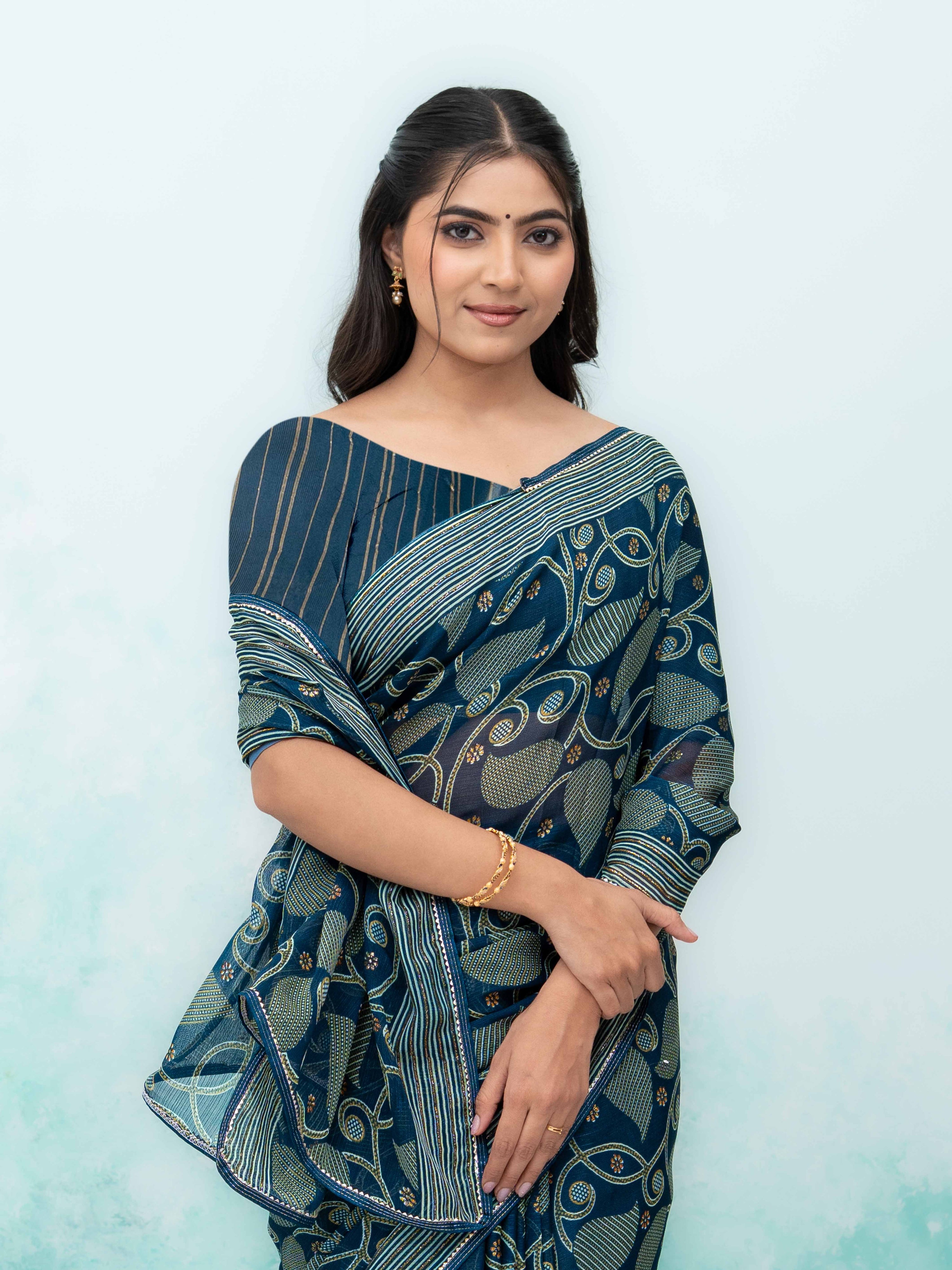 Teal Georgette Saree