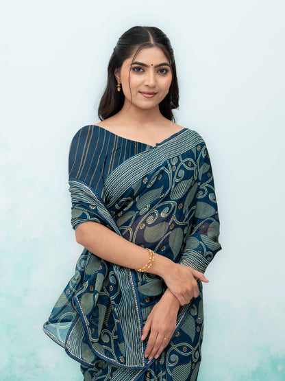 Teal Georgette Saree