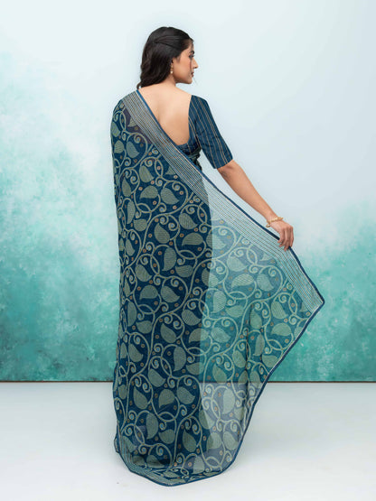 Teal Georgette Saree