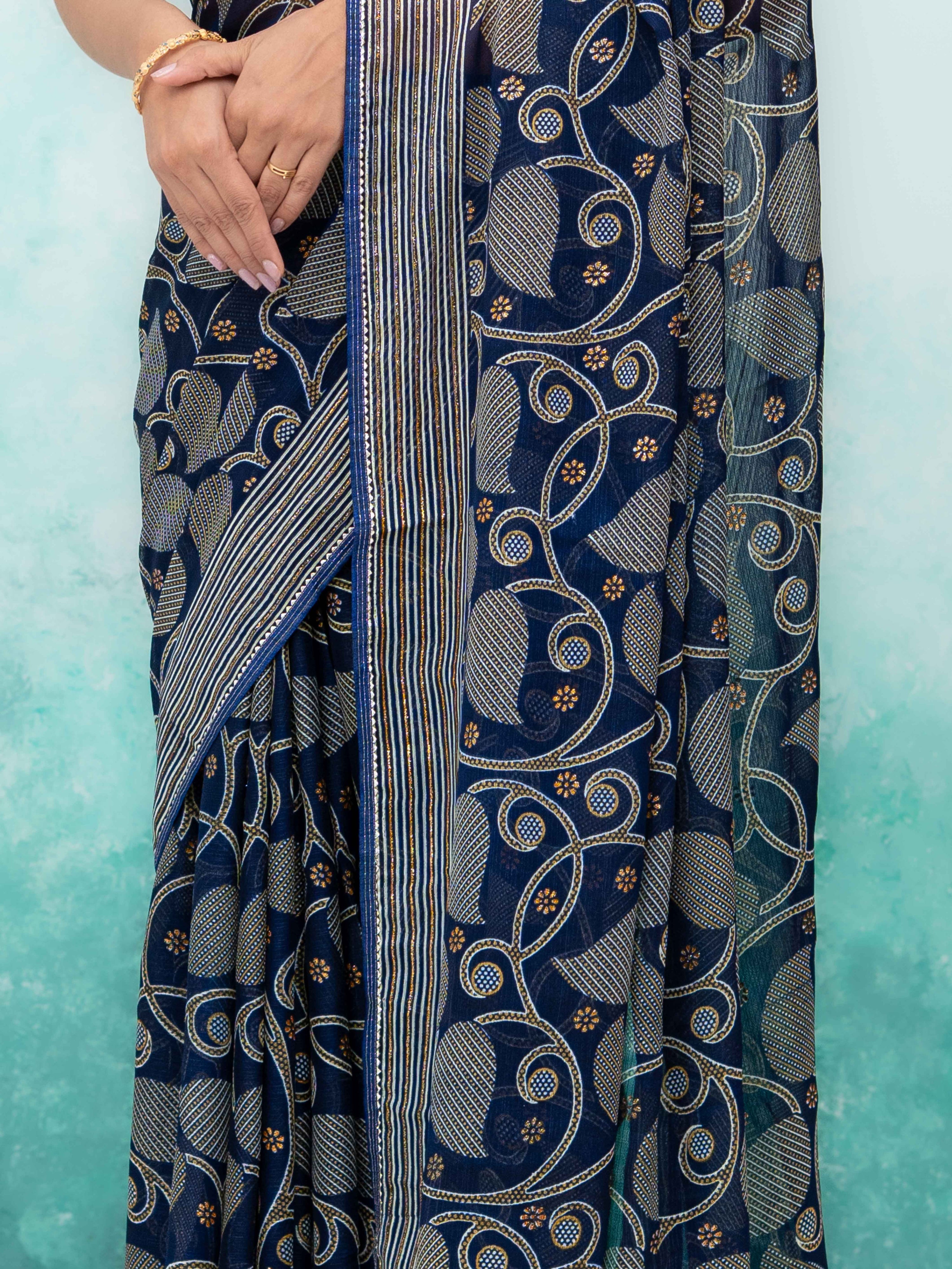 Navy Blue Georgette Saree