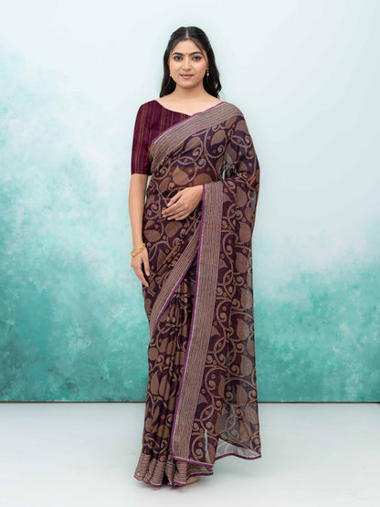 Wine Georgette Saree
